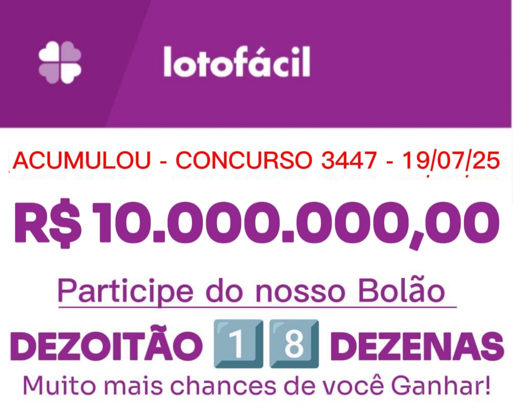 LOTOFÁCIL 3447 - 10 MILHÕES
